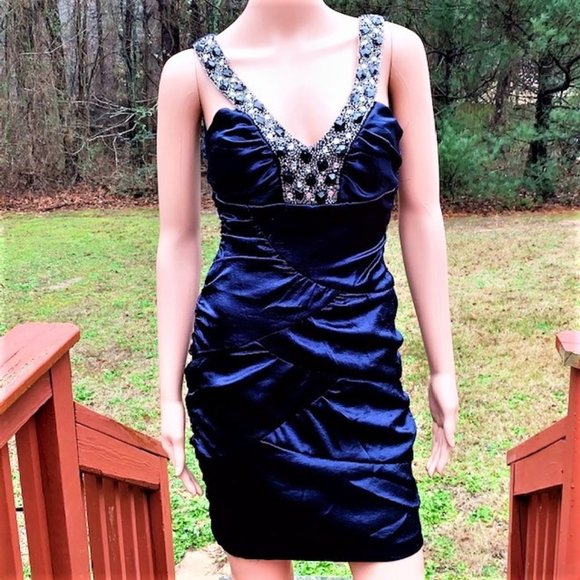 CITY STUDIO Jeweled Ruched Cocktail Bodycon Dress - Picture 1 of 8